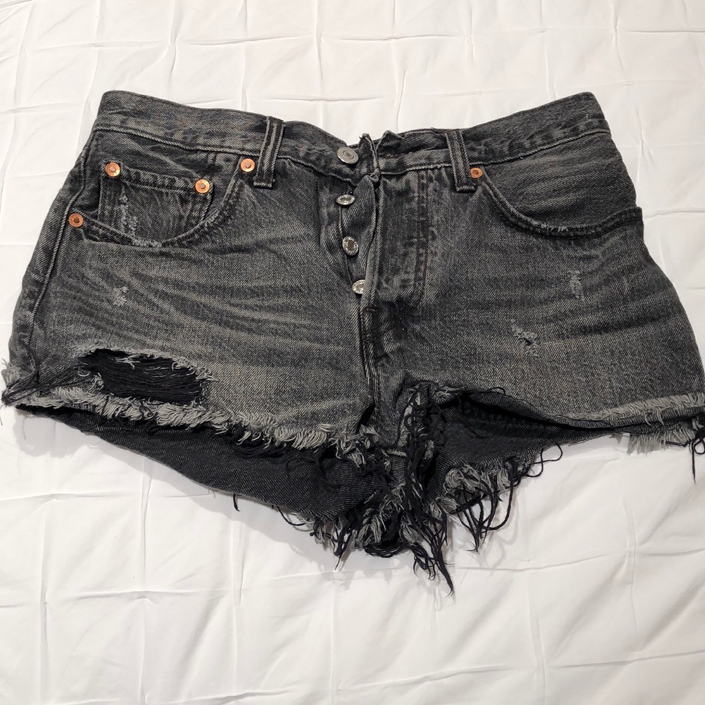 Black Faded Levi Shorts